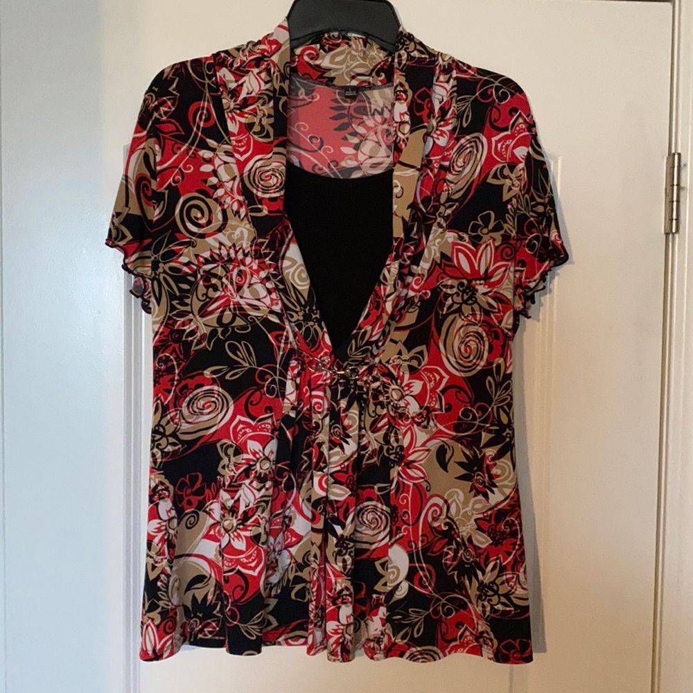 Multi color top with built in cami